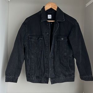 Zara Distressed Black Denim Jacket